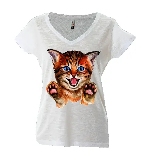 tshirt maglietta donna gatto gattino disegnato