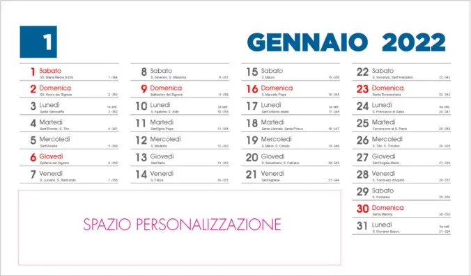 calendario da tavolo spiralato personalizzato