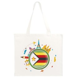 Shopper 40x40 Zimbabwe viaggi astratto bandiera151 manici lunghi