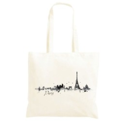 Borsa Parigi tour Eiffel Shopper manici lunghi disegno acquarello 69