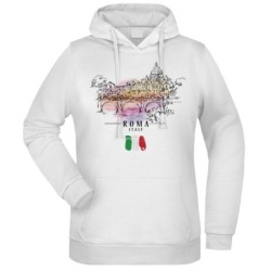 Felpam Ponte con sfondo Roma fantasia cappuccio bianca acquarello paesaggi mondo n.121 uomo donna bambino