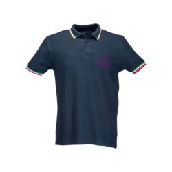 Polo piquet  tricolore ricamata curva Fiesole viola Firenze - Taglia M (per altre taglie dalla S alla XXL )