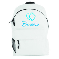 Zaino ultras Brescia con cuore biancoazzurro tifosi calcio in nylon con tasche cerniera e spalline