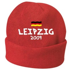 Cappello invernale Lipsia Germania rosso ricamato in pile / polar taglia unica / cod. 19