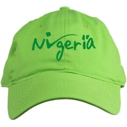 Cappellino ricamato Nigeria con logo verde chiaro Cappellino in poliestere, 5 pannelli,