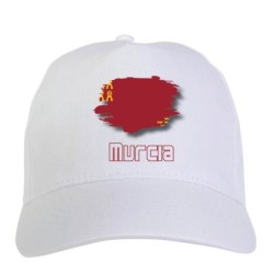 Cappellino bianco Murcia Spagna bandiera - sportivo ultras, in poliestere, 5 pannelli 67