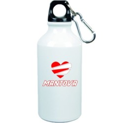 Boraccia bottiglia mantova cuore spezzato con moschettone - 500 ml. - Dimensioni 21 x 6,5 cm