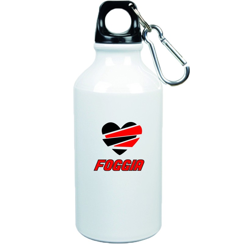 Boraccia bottiglia foggia cuore spezzato con moschettone - 500 ml. - Dimensioni 21 x 6,5 cm