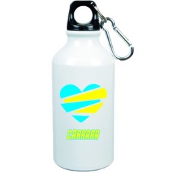 Boraccia bottiglia carrara cuore spezzato con moschettone - 500 ml. - Dimensioni 21 x 6,5 cm