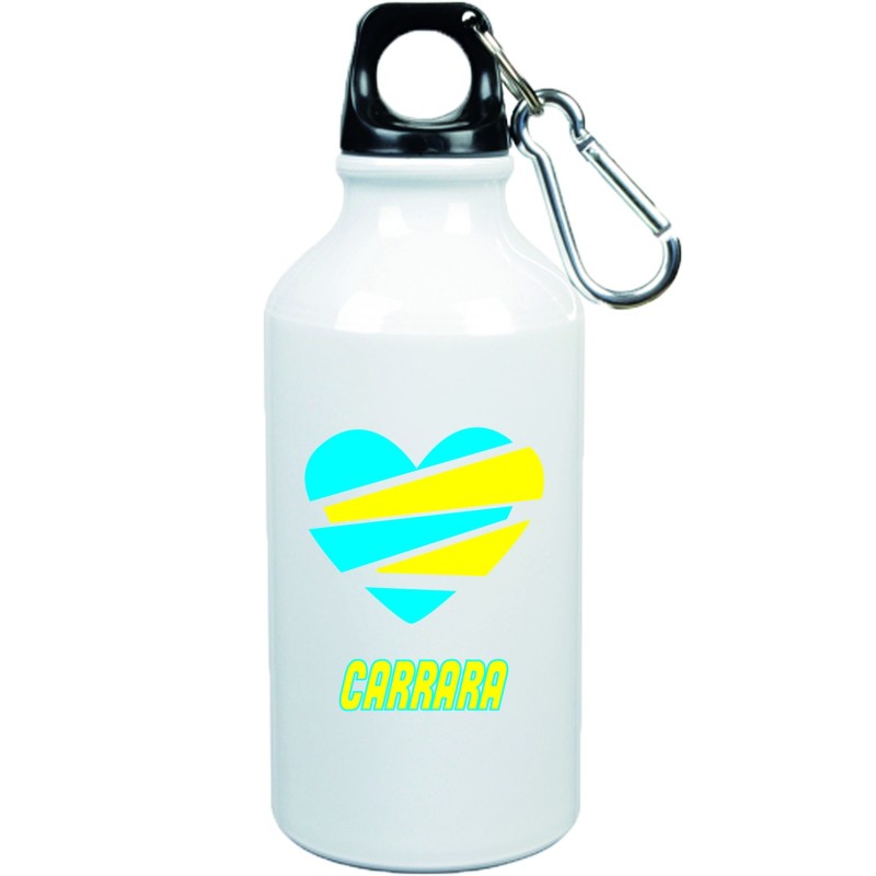 Boraccia bottiglia carrara cuore spezzato con moschettone - 500 ml. - Dimensioni 21 x 6,5 cm