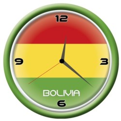 Orologio Bolivia da parete con bandiera diametro di 28 cm