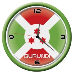 Orologio Burundi da parete con bandiera diametro di 28 cm