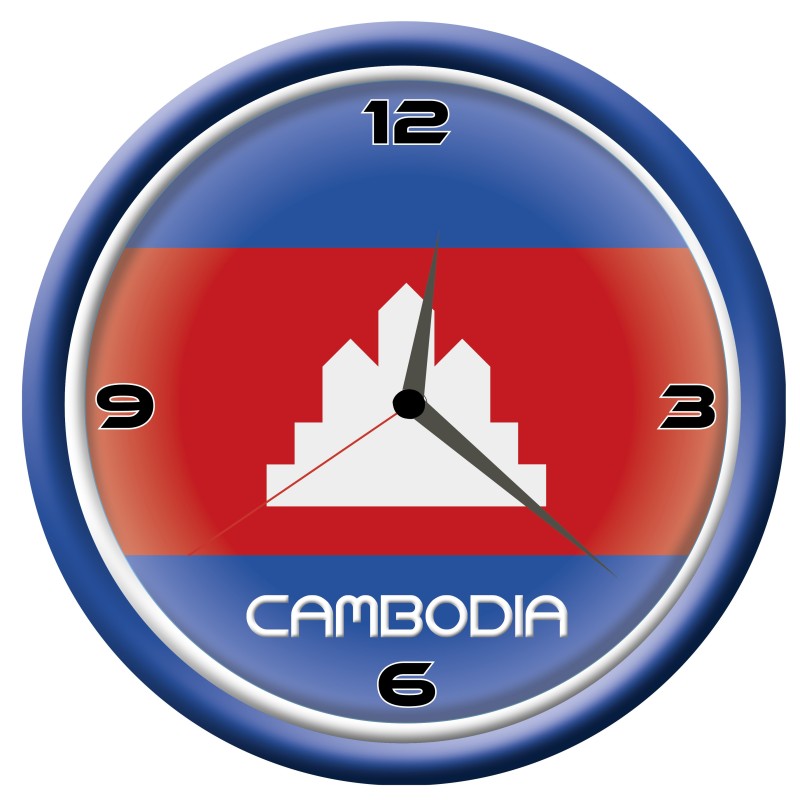 Orologio Cambogia da parete con bandiera diametro di 28 cm