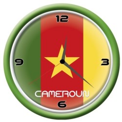 Orologio Cameroun da parete con bandiera diametro di 28 cm