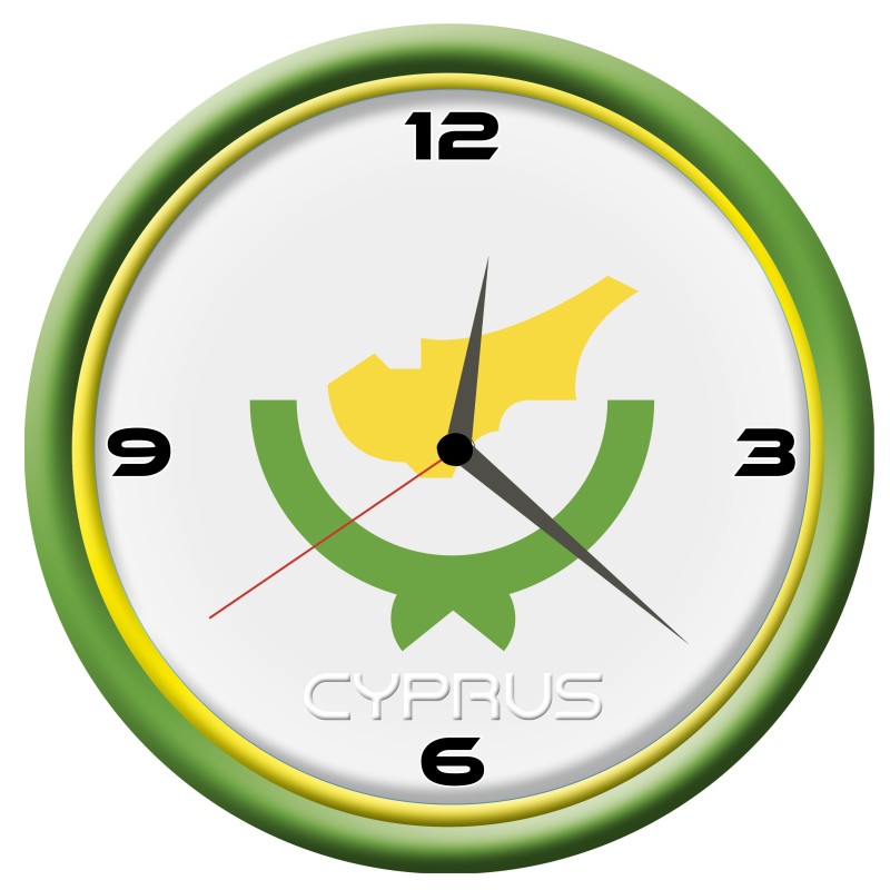 Orologio Cipro da parete con bandiera diametro di 28 cm