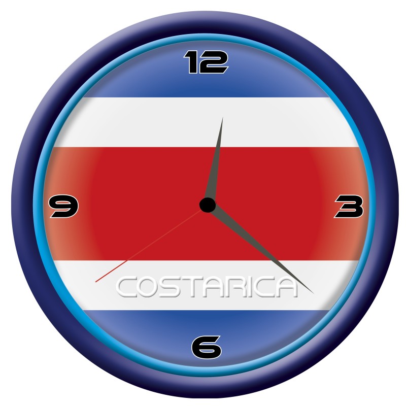 Orologio Costarica da parete con bandiera diametro di 28 cm
