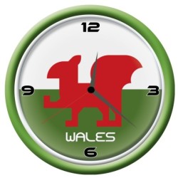 Orologio Galles da parete con bandiera diametro di 28 cm