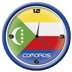 Orologio Isole Comore da parete con bandiera diametro di 28 cm