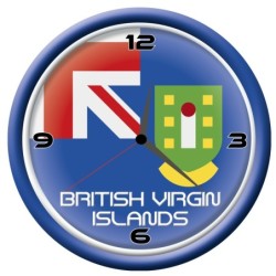 Orologio Isole Vergini Britanniche da parete con bandiera diametro di 28 cm