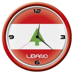 Orologio Libano da parete con bandiera diametro di 28 cm