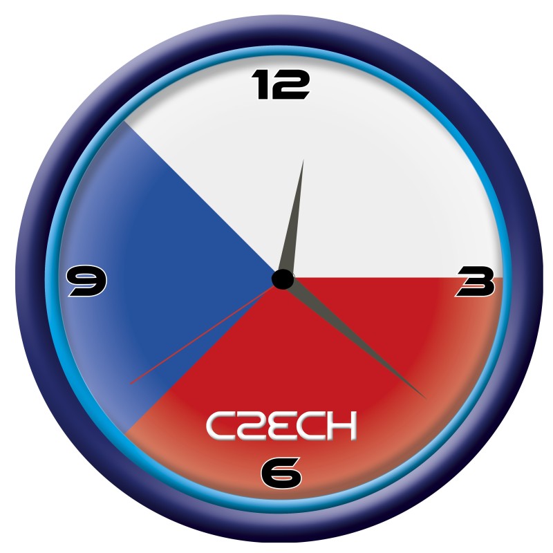 Orologio Repubblica Ceca da parete con bandiera diametro di 28 cm