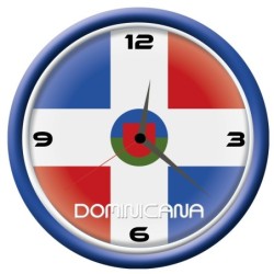 Orologio Repubblica Dominicana da parete con bandiera diametro di 28 cm