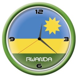 Orologio Rwanda da parete con bandiera diametro di 28 cm