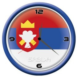 Orologio Serbia da parete con bandiera diametro di 28 cm