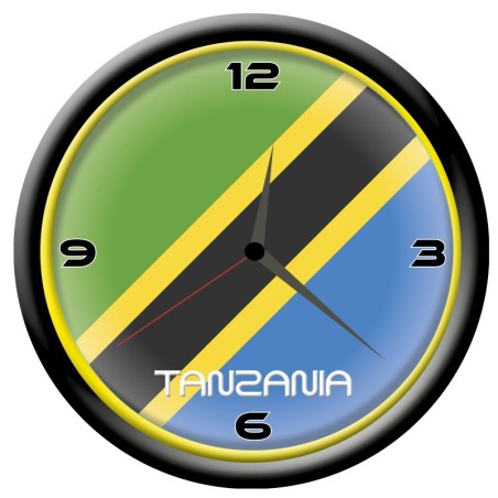 Orologio Tanzania da parete con bandiera diametro di 28 cm