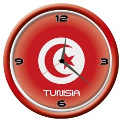 Orologio Tunisia da parete con bandiera diametro di 28 cm