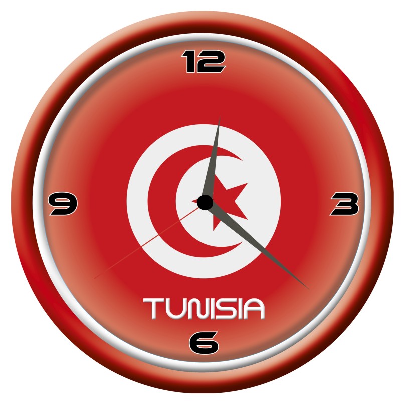 Orologio Tunisia da parete con bandiera diametro di 28 cm