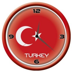 Orologio Turchia da parete con bandiera diametro di 28 cm