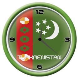 Orologio Turkmenistan da parete con bandiera diametro di 28 cm