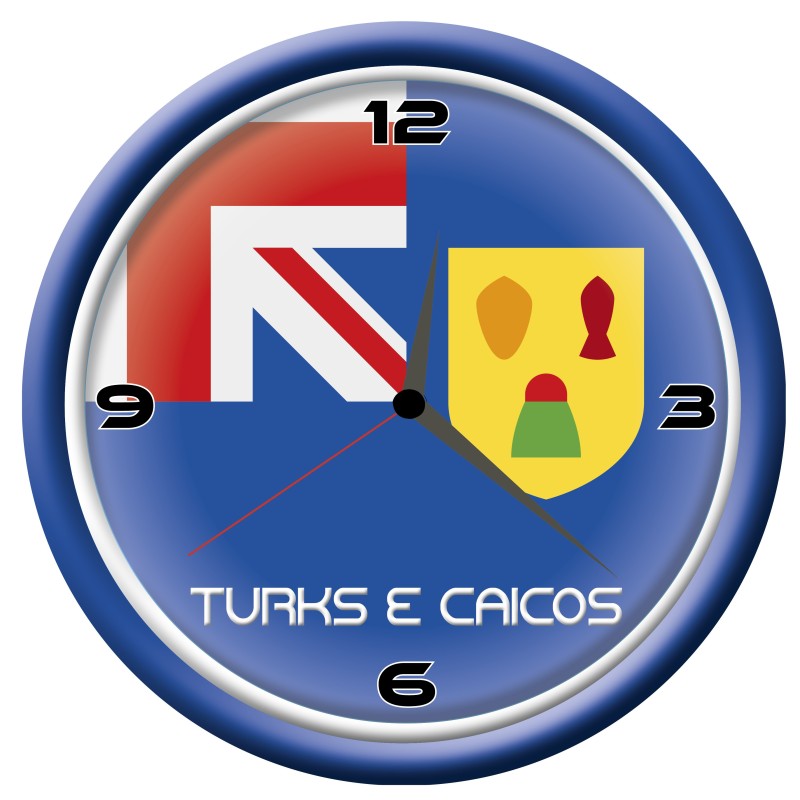 Orologio Turks e Caicos da parete con bandiera diametro di 28 cm