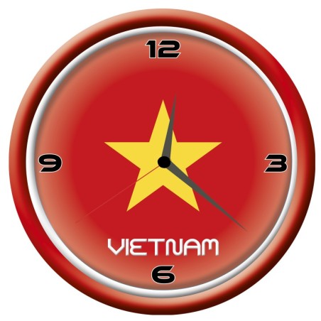 Orologio Vietnam da parete con bandiera diametro di 28 cm