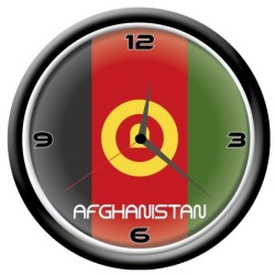 Orologio Afghanistan da parete con bandiera diametro di 28 cm