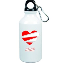Boraccia bottiglia bari cuore spezzato con moschettone - 500 ml. - Dimensioni 21 x 6,5 cm