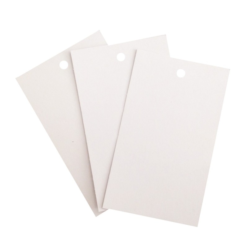 N. 2.000 Etichette listelli cartellini cartoncini con foro in cartoncino bianco 300 gr. con foro - Ft.o 43x90 mm.