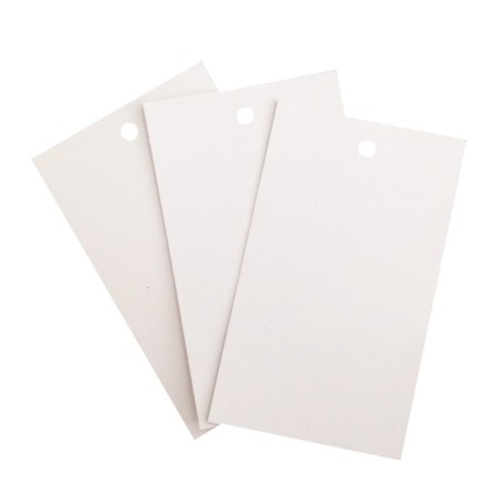 N. 2.000 Etichette listelli cartellini cartoncini con foro in cartoncino bianco 300 gr. con foro - Ft.o 41x65 mm.