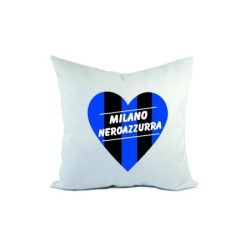 Cuscino divano letto cuore strisce MILANO NEROAZZURRA  formato 40x40 in poliestere