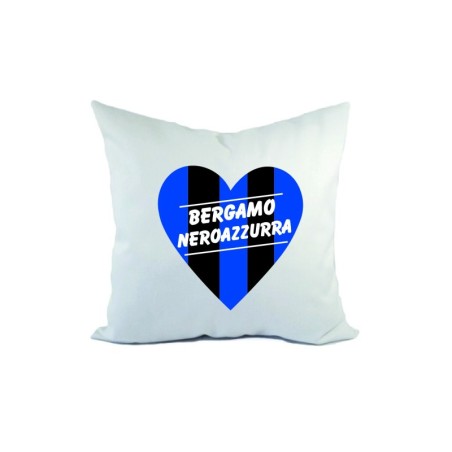 Cuscino divano letto cuore strisce BERGAMO NEROAZZURRA  formato 40x40 in poliestere