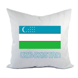 Cuscino divano letto bianco Uzbekistan con bandiera federa  40x40 cm in poliestere