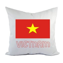 Cuscino divano letto bianco Vietnam con bandiera federa  40x40 cm in poliestere