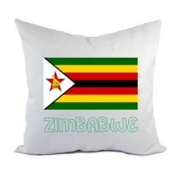 Cuscino divano letto bianco Zimbabwue con bandiera federa  40x40 cm in poliestere
