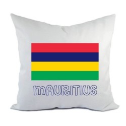 Cuscino divano letto bianco Mauritius con bandiera federa  40x40 cm in poliestere
