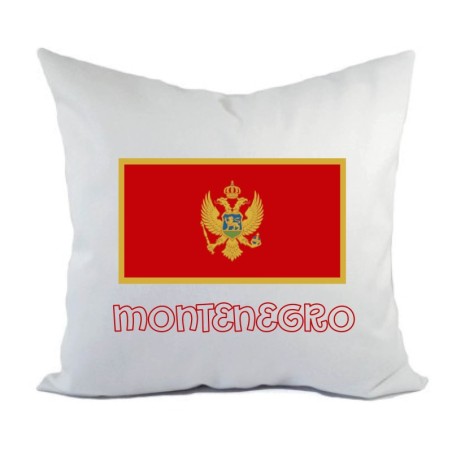 Cuscino divano letto bianco Montenegro con bandiera federa  40x40 cm in poliestere