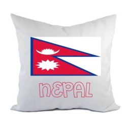 Cuscino divano letto bianco Nepal con bandiera federa  40x40 cm in poliestere