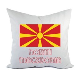 Cuscino divano letto bianco Nord Macedonia con bandiera federa  40x40 cm in poliestere