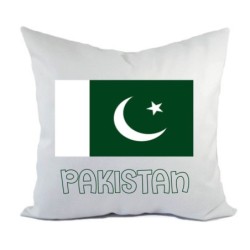 Cuscino divano letto bianco Pakistan con bandiera federa  40x40 cm in poliestere