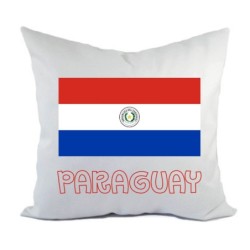 Cuscino divano letto bianco Paraguay con bandiera federa  40x40 cm in poliestere